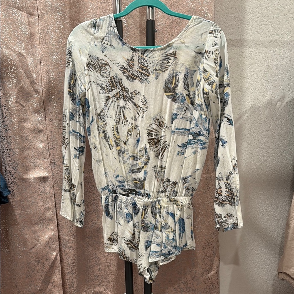 Honey Punch Floral Print Jumpsuit - Blue and Yellow